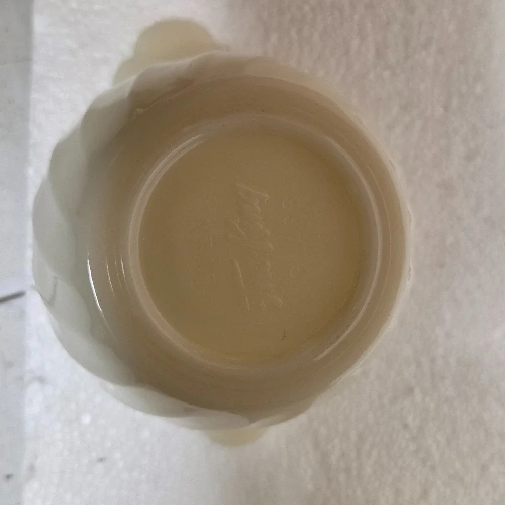 Old 1930's Fire King Glass Swirl Off-White Ivory Antique Cream and Sugar Set - Picture 4 of 11